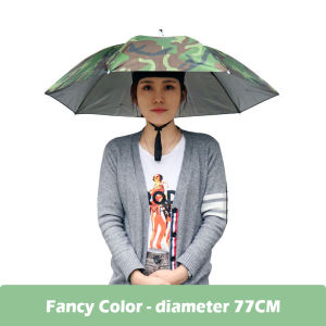 READY STOCK 77cm Umbrella Hat RainProof Fishman hat Head-Mounted Umbrella SunProof hiking payung kepala Payung Topi 头戴雨傘
