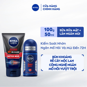Combo NIVEA MEN Gồm Sửa Rửa Mặt Sạch Sâu 100g & Lăn Ngăn Mùi 50ml
