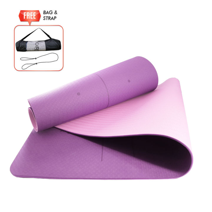 TPE Yoga Mat Anti-Slip Dual Layer with Alignment Guide 6mm