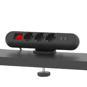 Melery EU Plug Socket Hidden Power Strip Smart USB Charge Germany Table Clamp Outlet Clip 2m Extension Cord Kitchen Office Desk
