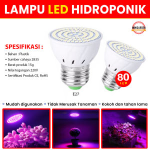 lampu LED hidroponik 80 LED pengganti matahari tanaman indoor taman kolam aquascape perikanan