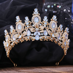 KMVEXO Baroque Sang trọng Giọt nước Hoa Pha lê Opal Vương miện cho phụ nữ Cô gái đám cưới Bữa tiệc sinh nhật Vương miện thanh lịch Phụ kiện tóc 2026