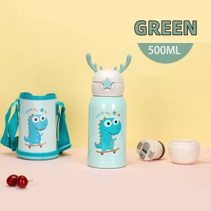 Sippy Cup for Baby Kids Straw Cup Portable Strap Water Cup Antler Plastic Straw Cup Cartoon Childrens Plastic Cup