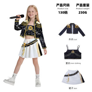 Korean idol stage outfits K-POP Zoey cosplay Performance Costume Black and Gold Outfit Witch Squad cos Childrens Rumi