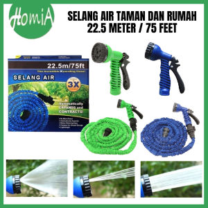 HOMIA Selang Air Ajaib 22.5M/75FT/Magic Hose Elastis/Alat Semprot Shower Jet Kran Taman Kendaraan Serbaguna