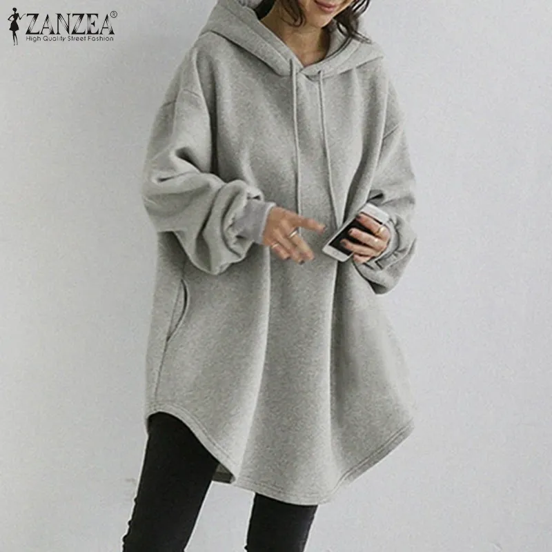 ZANZEA Women’s Batwing Sleeve Off-Shoulder Loose Oversized Top – Baggy Pullover Sweater Blouse In Brown, Size S (US 6) - View #3
