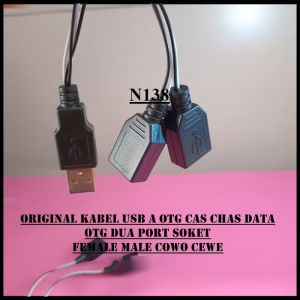 N138 ORIGINAL KABEL USB A OTG CAS CHAS DATA CASAN ON THE GO 1 KE 2 DENGAN DUA PORT SOKET SOCKET 2IN1