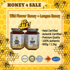 <COMBO SET> Pure Honey WildFlower + Longan - 600g/Original/Madu Asli/Semulajadi/No Sugar Added/Halal/Autentik/KKM/纯蜂蜜/天然蜂蜜