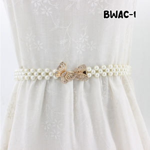 Ikat Pinggang Wanita Mutiara Pearl Belt Gaya Casual Korea Gesper Sabuk Aksesoris Import BWAC