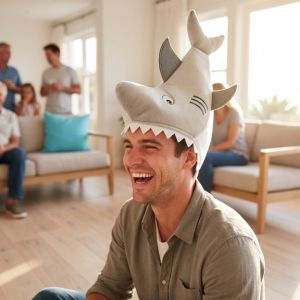 CHIC HUT Creative Shark Head Cover Cute Cartoon Halloween Headgear Gift Novelty Plush Animal Cap Photo Props