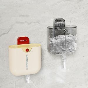 JIAOD โปร่งใสโปร่งใส ตัวจัดเก็บฟิล์มยึดแบบถ้วยดูด จุได้มาก อุปกรณ์ติดผนัง กล่องเก็บอาหาร มัลติฟังก์ชั่ กันฝุ่นกันฝุ่น กล่องพลาสติกเก็บของแบบห่อ สำหรับบ้าน