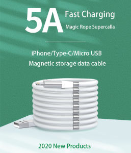 Magnetic absorption cable Data Charger Cable Super Calla Self Winding USB Magnetic Absorption Magic Fast Charging Data Cable Magnetic Cable Fast Charging Cable for iPhone Android