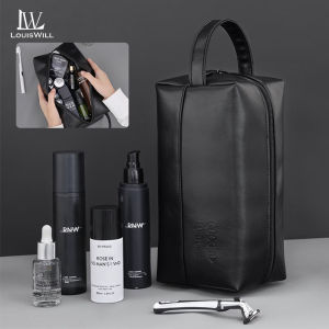 LouisWill Cosmetic Bag PU Bag Large Capacity Bag Makeup Pouch Handbag Organizer Large Capacity Cosmetic Bag Wash Bag Fully Open Storage Bag Pocketed Separation For Makeup Skincare Product
