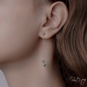 Love Loker Earring Embellished with Crystal Rhodium Plated / Rose Gold Plated Titanium Post