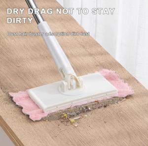 MYMYMY Semi-automatic Clip-on Electrostatic Precipitant Mop Household Mop Can Be Matched With Wet Paper Towel/ Dry Paper Towel (White)