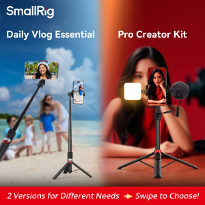 SmallRig Selfie Stick Tripod Pro/Standard Edition | 130cm Extendable with Bluetooth Remote | Cold Shoe & 1/4" Mount for Mic/Light | Foldable for Travel Vlog/Live Stream 3375 / 4729