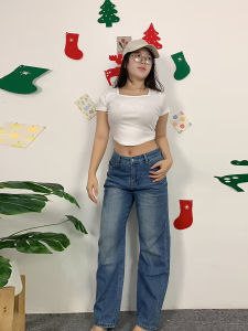 ชุดเซ็ตแฟชั่น เสื้อคอเหลี่ยม กางเกงขากว้างสุดชิค