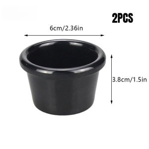 2PCS Sauce Bowl Gravy Boats Round Melamine Black Mini Dipping Cup Seasoning Cup Restaurant Service Dipping Cup Tableware