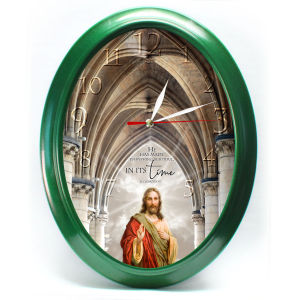 Chiming Wall Clock Religious design Jesus Christ. Westminster Chime. Perfect gift idea. Hourly or quarterly chime alarm clock with volume control and 4 music choices Automatic night shut-off