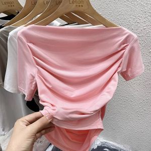 BL20840 Dazzling Multilooks Shoulder Short Sleeve Top