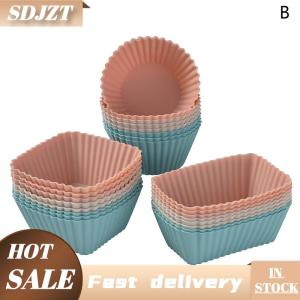 SDJZT 12PCS tái sử dụng Silicone cupcake nướng ly không dính Muffin Lót khuôn Bộ Bento Hộp Ăn Trưa ngăn Pastry khuôn bánh