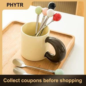 【PHYTR】 Stainless Steel Spoon Cute Ball Coffee Spoon Ice Cream Dessert Tea Stirring Spoon For Picnic Kitchen Accessories