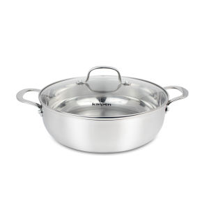 Chảo lẩu Inox Kalpen thân đúc đáy liền nguyên khối size 28cm/30cm chuẩn hàng Đức - Bảo hành 10 năm