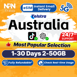 Australia eSIM Ultra 5G 1-30Days 2-50GB Data Instant Email Delivery High Speed Travel Data AU SIM Card