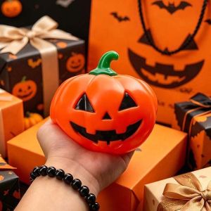 RGFV MALL Lightweight Pumpkin Squeeze Toy 3D Shaped Slow Rising Slow Rising Squishy Spooky Decor Bright Orange Relaxing Soft TPR Toy Office