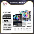 EXPOSE เคสเกมมิ่ง รองรับ M-ATX กระจก Panorama ใส่การ์ดจอ 330mm พัดลมในตัว  Gaming Chassis การรับประกันสินค้าแท้. 