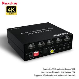 2 4 Port Bi direction HDMI eARC Audio Extractor Switch 4K 60Hz HDMI Toslink SPDIF COAXIAL 5.1CH HDMI Audio Switcher Splitter