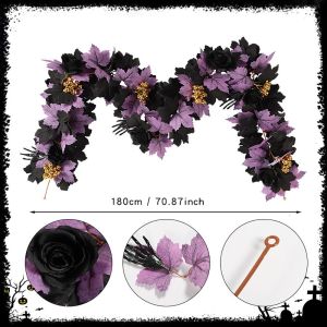 BETTERFORM Lá Tơ Vòng hoa Halloween Lá phong Nhiều màu sắc Cây giả dạng dây leo Đồ trang trí tự làm Lá phong mây Trang trí nhà cửa