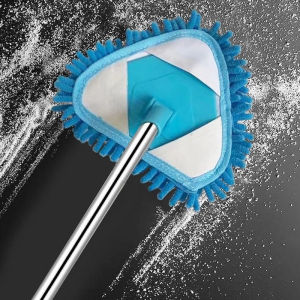 180° Creative triangle mop Water-absorbing Dust-removing Mop Can Rotate Without Dead Angle Telescopic Rod Housework Cleaning Multi-Purpose Mini mop head replacement Rotatable Adjustable Home Wall Ceiling floor mop Window Dropship Lazy Retractable Sweeping