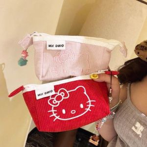Kawaii Hello Kitty Pen Case Ins Cute Student Pencil Case High-capacity Cartoon Anime Girl Makeup Storage Bag Accessories