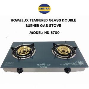 100% Original Homelux Double Burner Tempered Glass Gas Stove Cooker (Hd-8700)