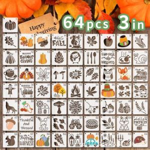 20PCS OR 64PCS/SET Lễ Tạ Ơn Thu hoạch Bí Ngô Hoạt Hình Tranh Động Vật Bản Bản Mẫu Đảng DIY Graffiti Tranh Tiếp Liệu