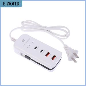 【E-WOITD】 66W PD Fast Charging Wall USB Chargers USB Hub Adapter 4 Ports USB Type C EU Plug Extension Type C Cable Socket Outlet