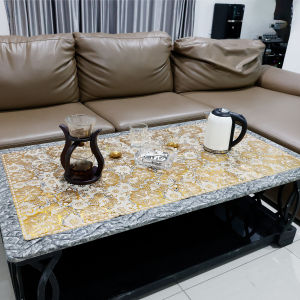 Taplak Meja Tamu Motif Gold Anti Air Ukuran 60x100cm Bahan PVC Tebal Persegi Panjang Perlengkapan Rumah Tangga Dekorasi Ruang Tamu Import - D3 - AdvancedHome