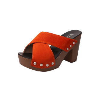 Free Shipping Spring And Summer Plus-Size Fish-Mouth Sandals With A Single-Strap Design Featuring Crisscross Straps High Heels Chunky Heels And Thick Soles In A Roman Style