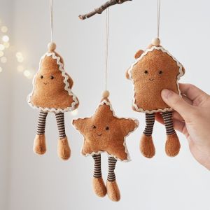HORAC Multi Shape Christmas Tree Ornaments Fluffy Plush Xmas Tree Hanging Ornament Feliz Navidad Hanging Cord Christmas Decorations Xmas