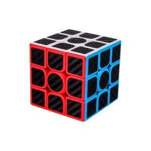 Magic Cube 3x3 Carbon Fiber Smooth Fast Speed Puzzle Educational Toy for Kids and Adults - Black and