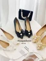  VOUCHER 100K] GIÀY CAO GÓT NƠ PHỐI NGỌC TRAI NHÂN TẠO NAC194