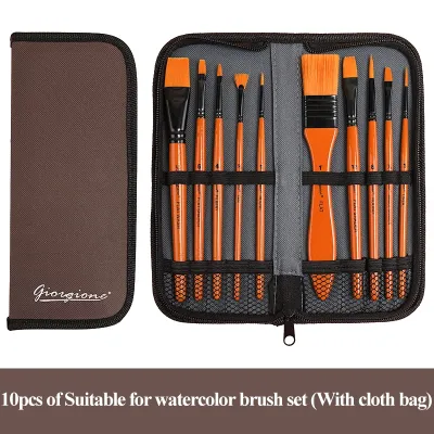 Angel Mark Giorgione Acrylic / Watercolor / Oil Paint Brush Set with Pouch Nylon Hair Brushes 11pcs Cloth Bag Style for Watercolor/Acrylic/Oil Painting Soft Flexible Hand Painted