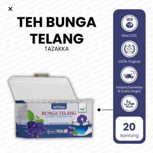 Teh Bunga Telang Tazakka Minuman Herbal Celup Isi 20 Kantong Tea Antioksidan Dan Relaksasi Alami
