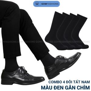 Combo 4 đôi tất nam công sở cổ cao màu đen vớ cổ cao đi giày tây chất liệu cotton mềm mại thoáng mát -FIVE-TAY10-DEN-CB4