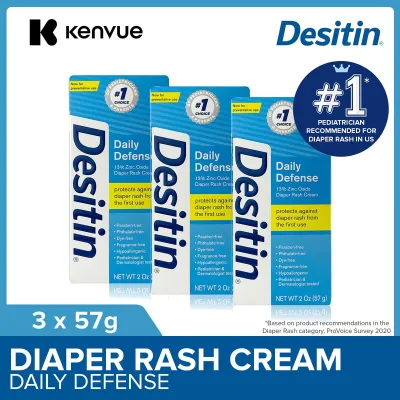 [Bundle of 3] Desitin Daily Defense Diaper Rash Protection Cream Instantly Soothe Diaper Rash Discomfort 57g