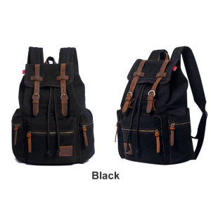 EDERN Retro Canvas Backpack for Men Canvas Schoolbag 15.6-inch Laptop Bag Large Capacity Rucksack Drawstring Backpack Shoulder Bag