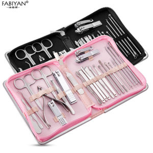 26Pcs Set Stainless Steel Nail Clippers Manicure Pedicure Nail Personal Care Salon Cuticle Nipper Clipper Cleaning Tools Nail Art Tools Kits