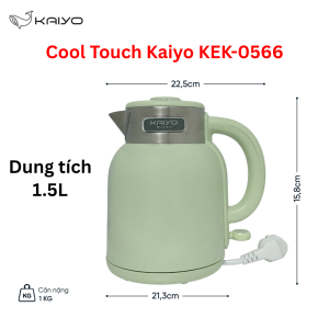 Ấm Đun Nước Siêu Tốc 2L Cool Touch Kaiyo Chính Hãng - Công Suất 2200W Thiết Kế 2 Lớp Cách Nhiệt Tự Ngắt Khi Sôi Bảo Hành 12 Tháng
