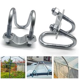 YARIKE 1Pcs Cross Clamp U Bolt Steel Connector Double U-Cross Tube Pipe Clip Durable 20 25 32 40 50 M8 Hose Clamp